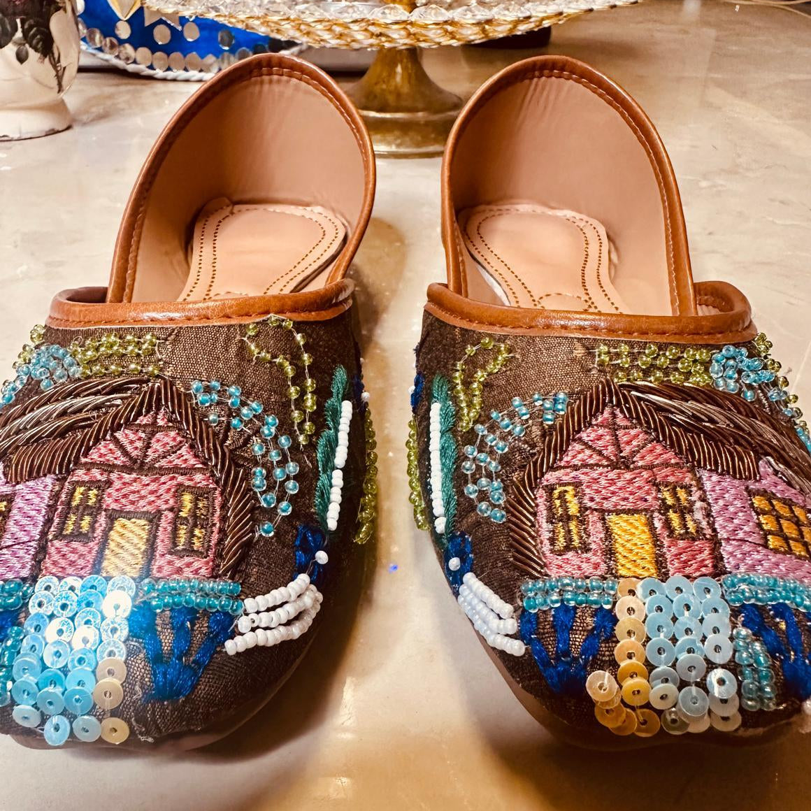 Punjabi Jutti Heavy Multi Color Sequence Work2819