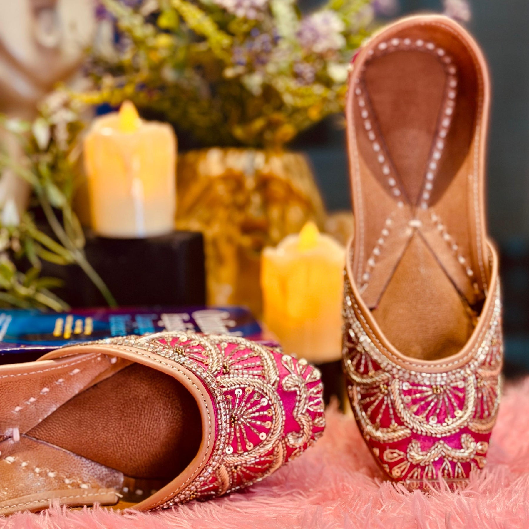 Punjabi Jutti Heavy Golden Sequence Work2818
