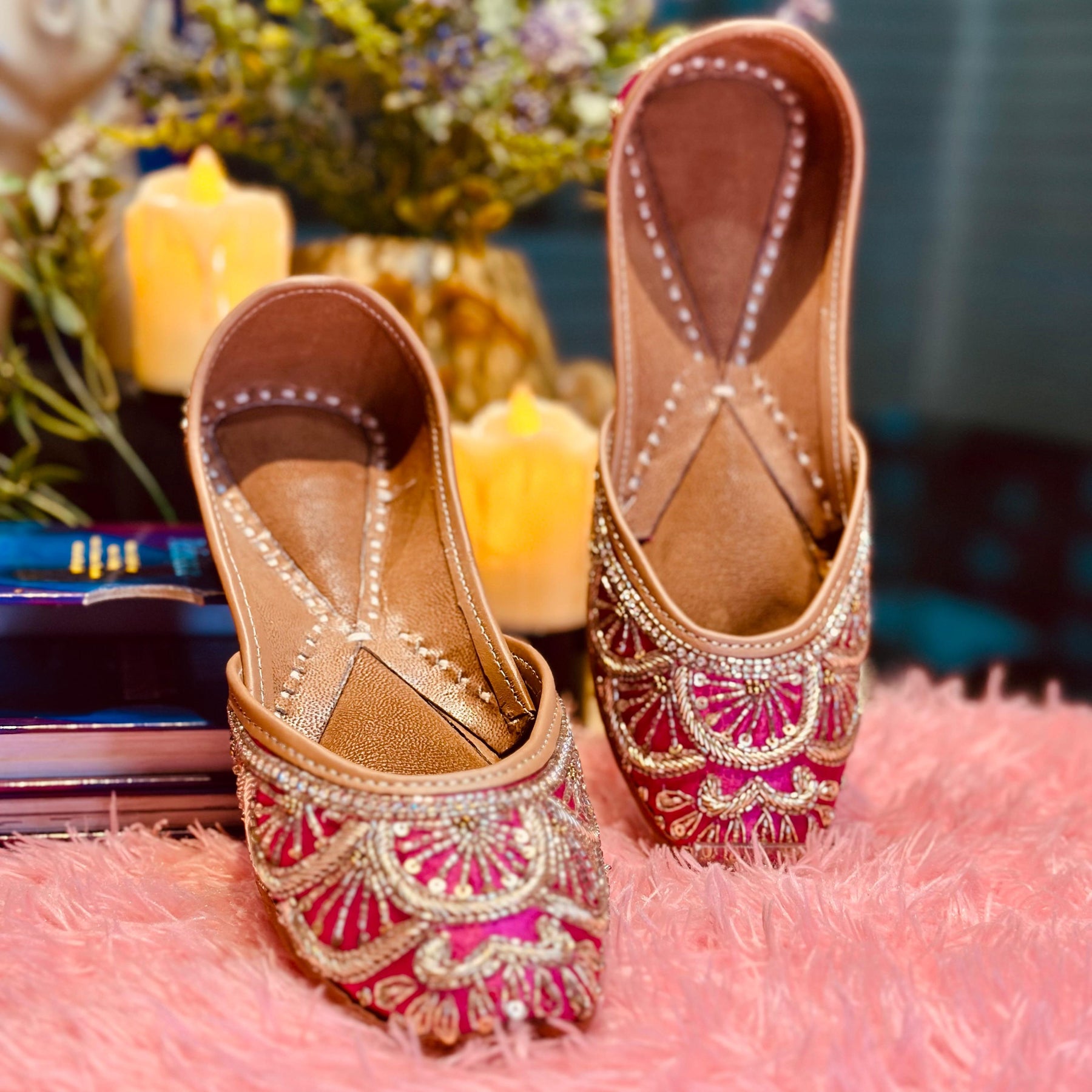 Punjabi Jutti Heavy Golden Sequence Work2818