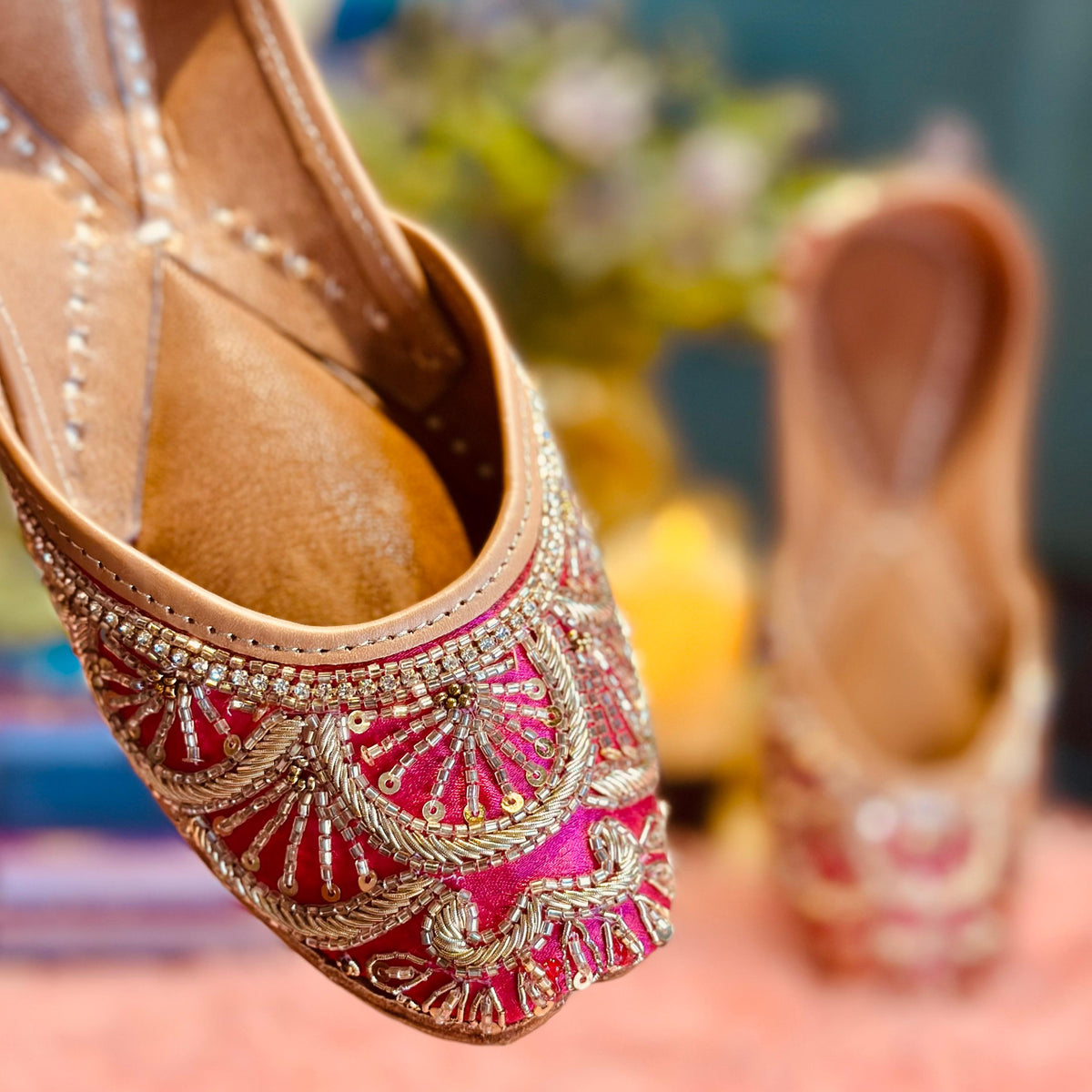 Punjabi Jutti Heavy Golden Sequence Work2818