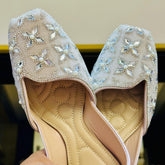 Punjabi Jutti flower pearl side cut mirror work 0301