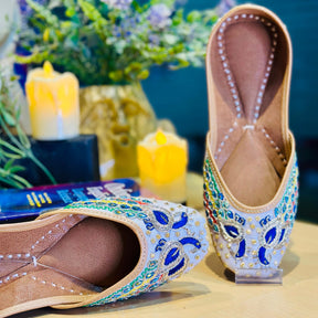Punjabi Jutti blue stone Peacock Work2502